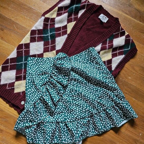 SHEIN | Green Floral Wrap Skort with Ruffle Hem - Picture 1 of 4